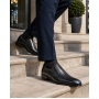 pantofi barbati eleganti negri din piele naturala fara siret GKR818EN